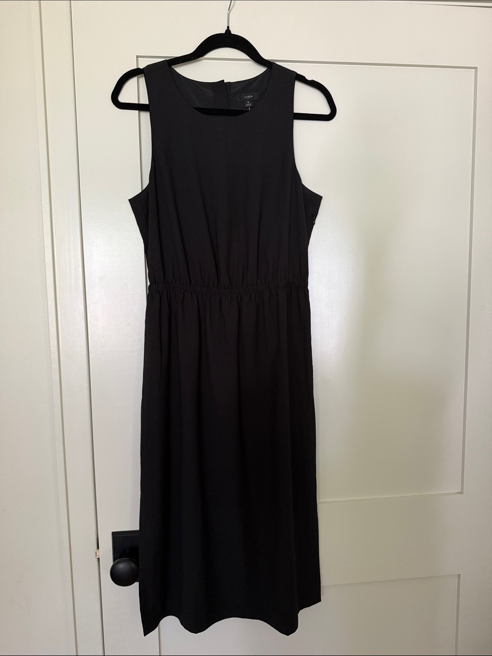 J. Crew Black Sleeveless Midi Dress with Elastic Waist